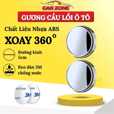 Bộ 2 Gương Cầu Lồi Chiếu Hậu Ô Tô Xoay 360° Xóa Điểm Mù Kính Thật Tráng Bạc Loại Tốt