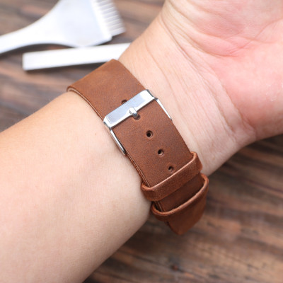 Dây Da Thật Thay Thế Dành Cho Đồng Hồ Casio AE1200 Da Sáp Nâu Sậm Handmade