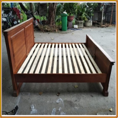 Giường ngủ gỗ sồi Juno sofa màu nâu gỗ xoan đào 