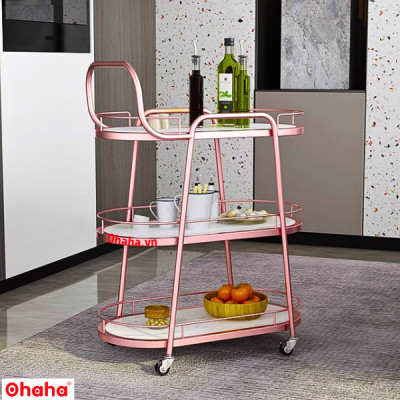 KỆ TRANG TRÍ PHÒNG BẾP SANG TRỌNG CÓ BÁNH XE CAO CẤP OHAHA - KTT022