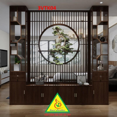 Vách ngăn phòng khách nhà bếp, Tủ kệ vách ngăn phòng 3VTK04 - Nội thất lắp ráp Viễn Đông ADV