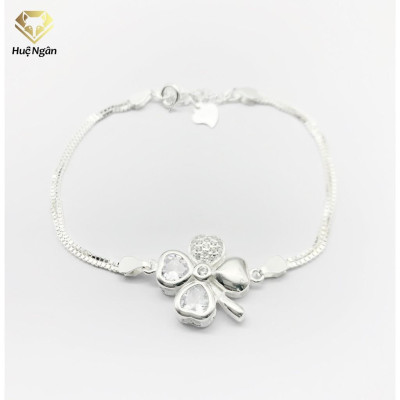 Lắc tay bạc 925 Huệ Ngân - Cỏ bốn lá may mắn dây hộp RYB140077