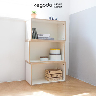 Kệ Hộp Chữ Nhật Dài 60cm, Rộng 30cm Màu Trắng Viền Vân Gỗ Thương Hiệu KEGODA KGD83