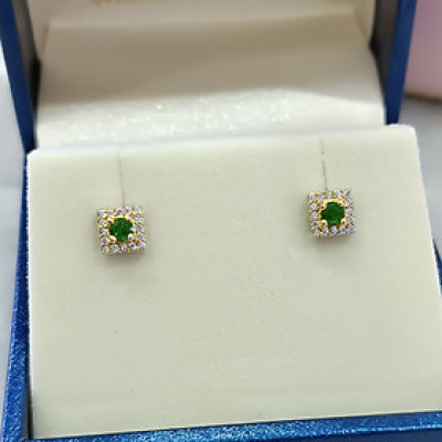 Bông tai đính đá Diopside thiên nhiên (B0193) - MOON Jewelry