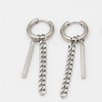 Bông tai nam mix thanh xích dài unisex cá tính 1 chiếc