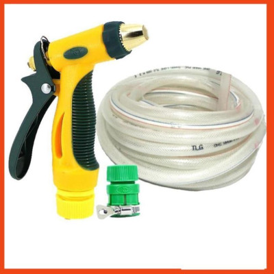 Bộ dây vòi xịt nước rửa xe,tưới cây tăng áp 3 lần 3-5M( nối nhựa xanh) 206317