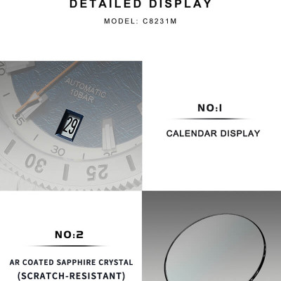 Đồng Hồ Nam Cadisen C8231M1 Chính Hãng Full Box Chống Nước Kính Chống Xước Dây Thép BH 2 Năm Máy Cơ