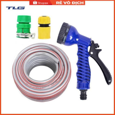 Bộ dây vòi xịt tưới cây, rửa xe 20M (cút nhựa nối nhựa xanh) 206843