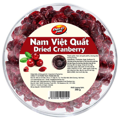  Quả Nam Việt Quất khô – Cranberry 350gr dan.d.pak,,không chất bảo quản,giải độc tố trong cơ thể,làm đẹp da,là liều thuốc hữu hiệu để hạn chế nguy cơ bị ung thư, đột quỵ, nhiễm virus, bệnh tim mạch