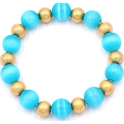 Chuỗi tay phong thủy - đá mắt mèo xanh ngọc 10 ly VMEXNHVT1 - hợp mệnh Thủy, mệnh Mộc