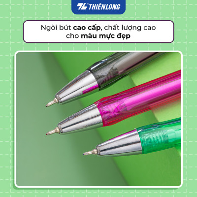 Combo 20 Bút Gel B Thiên Long GEL-B011 ngòi 0,5mm mực xanh đỏ đen kiểu dáng đơn giản có đệm mềm giúp cầm tay êm