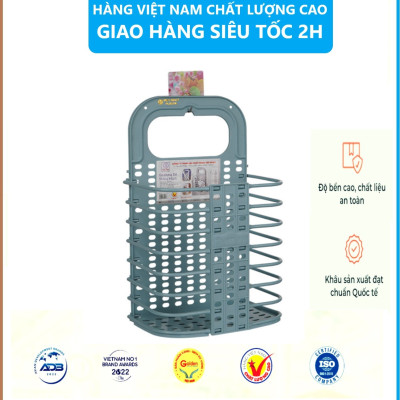 Giỏ Đựng Đồ Thông Minh Gấp Gọn Việt Nhật Tặng Kèm Móc Dính Treo - Hàng Việt Nam