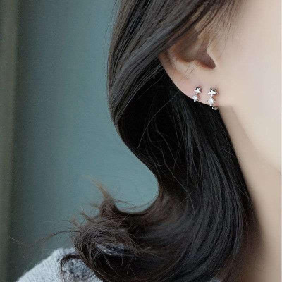 Khuyên tai bạc 925 bấm ngôi sao đính pha lê xinh xắn trẻ trung Dế Bạc – K6035