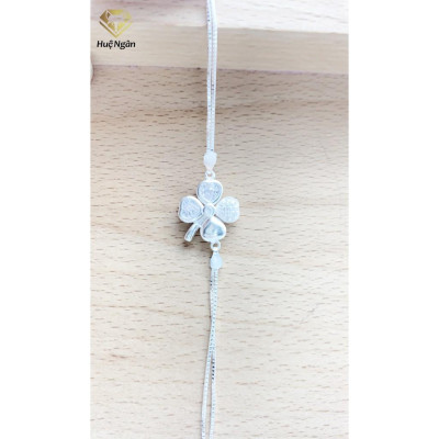 Lắc tay bạc 925 Huệ Ngân - Cỏ bốn lá may mắn dây hộp RYB140077