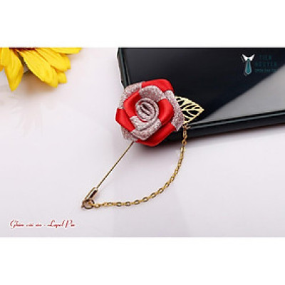 Ghim cài áo chú rể - ghim hoa vải đủ màu, tặng kèm hộp