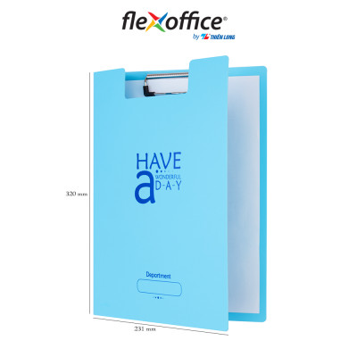 Bìa trình ký kép màu Xanh nhựa PP Thiên Long Flexoffice FO-CB03