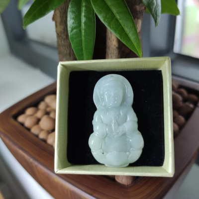 Mặt Dây Chuyền Đá Cẩm Thạch Phật Bà Quan Âm 40mm CV0113