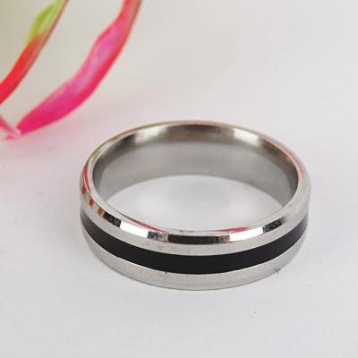 Nhẫn nam nữ trắng đen viền nhỏ tinh tế