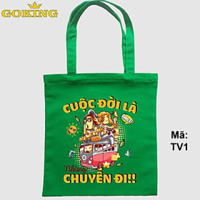 Túi xách CUỘC ĐỜI LÀ NHỮNG CHUYẾN ĐI, mã TV1. Quà tặng cao cấp cho gia đình, nam nữ cặp đôi, hội nhóm, doanh nghiệp