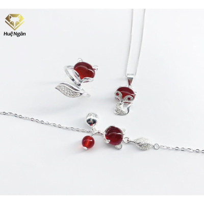 Combo dây chuyền ,lắc tay và nhẫn bạc Ý 925 Huệ Ngân - Hồ ly may mắn PP1561-RYB140126-RR1618