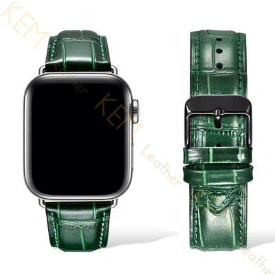 Dây Đồng Hồ Thay Thế Dành Cho Apple Watch 48 Ultra 45/44/42mm - 41/40/38mm, Chất Liệu Da Cá Sấu Cao Cấp Màu Xanh Lá Tương Thích Các Phiên Bản Series 8/7/6/5/4/3/2/1/SE Bảo Hành 12 Tháng