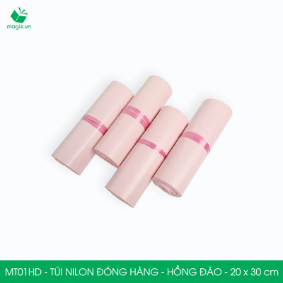 MT1HD - 25x35 cm  - Túi nilon gói hàng - 200 túi niêm phong đóng hàng màu hồng đào