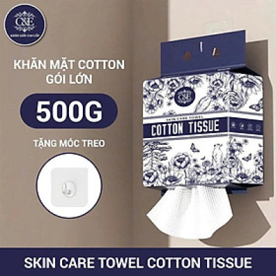 [Khăn Mặt Khô C&E 150 Tờ] Khăn Cotton Hữu Cơ – Khăn Lau Mặt Skincare, Tẩy Trang, Dùng 1 Lần, Mềm Mịn
