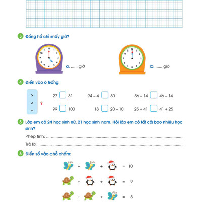 Phiếu Ôn Hè Toán Lớp 1 - Hành Trang Vững Kiến Thức Lên Lớp 2 (MEGA)