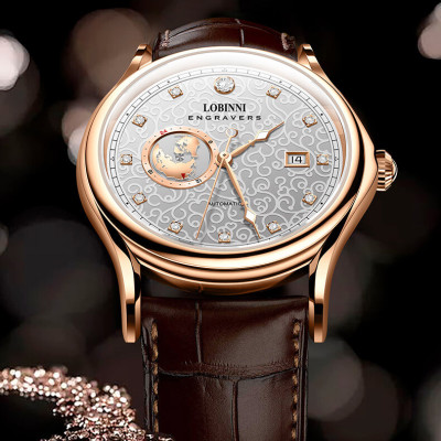 Đồng hồ nam chính hãng LOBINNI L1889-1 Kính sapphire,chống xước,Chống nước,BH 24 tháng,Máy cơ (Automatic) ,dây da xịn