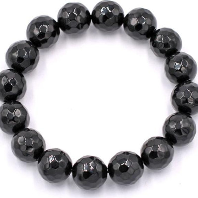 Chuỗi đeo tay - thạch anh đen cắt giác 8 ly - hợp mệnh Thủy, mệnh Mộc