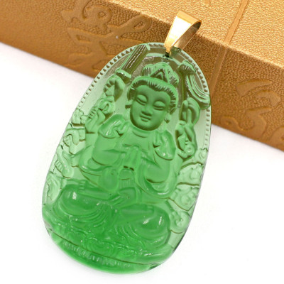 Mặt dây chuyền Phật Thiên Thủ Thiên Nhãn pha lê xanh lá size lớn 5cm MFNXL8 - phật bản mệnh tuổi Tý