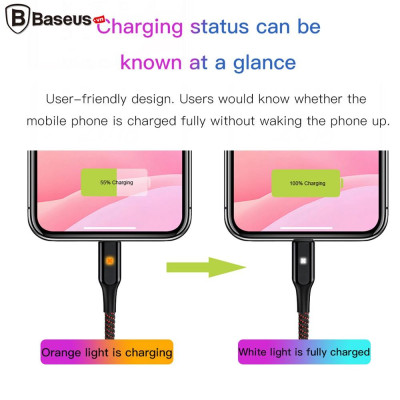 Cáp sạc nhanh Baseus X- shaped Light chân Lightin và Type C - Hàng Chính Hãng