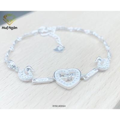 Lắc tay bạc 925 Huệ Ngân - Trái tim thiên nga Heart RYB140064