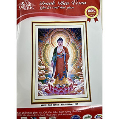 Tranh thêu kín Phật a di đà vs8272, kích thước 100 x 70 cm, 11ct thêu 3 sợi