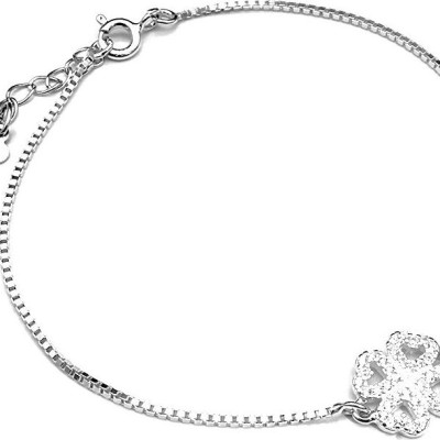 Lắc Tay Nữ Bạc Hiểu Minh LTU475 cỏ 4 lá