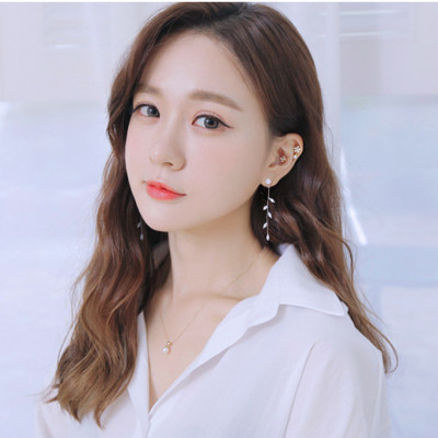 Bông tai nữ lá rơi đính đá dáng dài thanh lịch