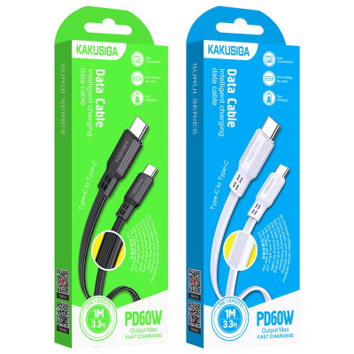 Cáp sạc Kaku PD 60W Type-C to Type-C, truyền dữ liệu, dây cao su PVC chống rối, đô dài 1m ( hàng chính hãng)
