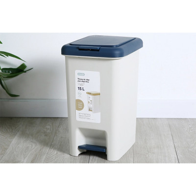 [Loại Kèm Ruột] Thùng rác đạp chữ nhật Hiro 15L (Tặng kèm Sticker) - Chính Hãng INOCHI