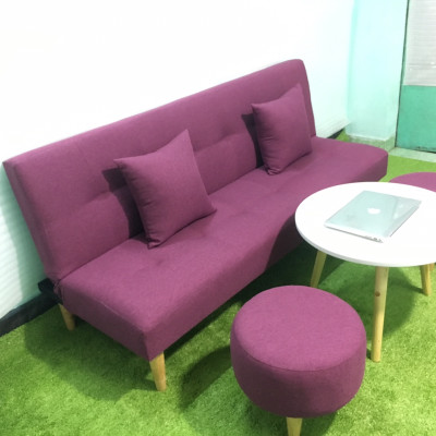 Bộ sofa salon bed giường tím vải bố SB3 cả bộ phòng khách
