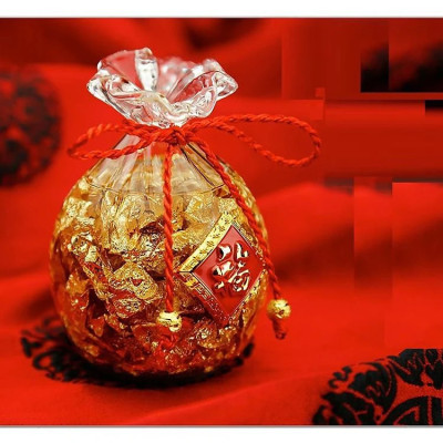 Túi vàng lá Thần Tài phong thủy sung túc tài lộc trang trí  - Hàng chính hãng