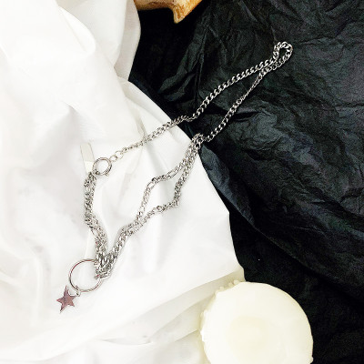 Dây chuyền ngôi sao titan phối hình chữ nhật phong cách trẻ trung