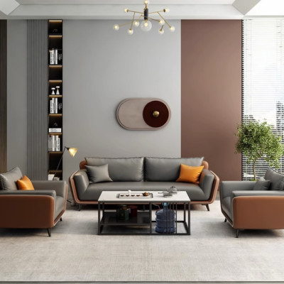 Bộ sofa văn phòng phòng cách Vintage cao cấp Juno Sofa kèm ghế đơn HVPCT-18