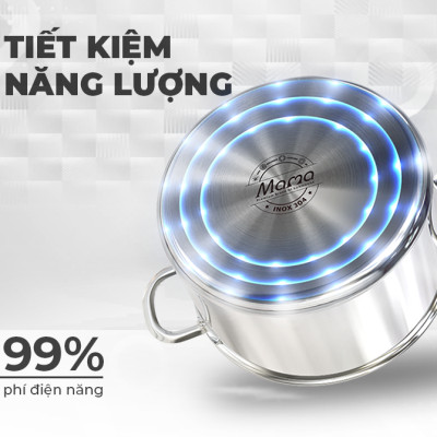 Bộ nồi Inox đa lớp Sunhouse Mama SHG701, Nồi inox 3 lớp nguyên khối dày gấp 4 lần inox thông thường, Hiệu suất bắt từ lên tới 99%, An toàn tuyệt đối cho sức khỏe - Hàng chính hãng