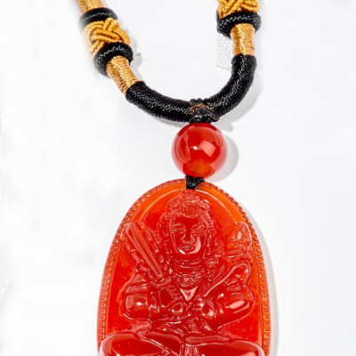 Mặt Dây Chuyền Hư Không Tạng Bồ Tát Đá Mã Não Đỏ (5 x 3 cm) Ngọc Quý Gemstones