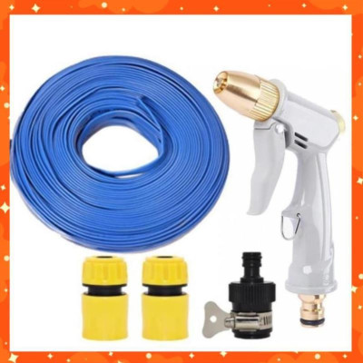 Bộ dây vòi xịt nước rửa xe, tưới cây tăng áp 3 lần, loại 7-10m (cút nhựa nối 713-1) 206846