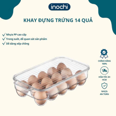Khay đựng trứng kèm nắp đậy Inochi - Yoko 14 quả