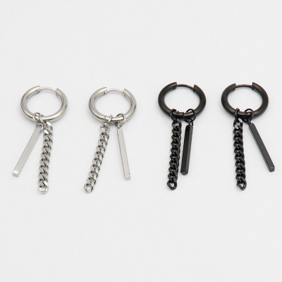 Bông tai nam mix thanh xích dài unisex cá tính 1 chiếc