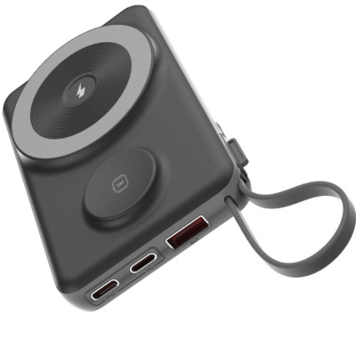 Pin dự phòng Choetech B695 Mag.safe 3 in 1 Công Suất 22.5W tích hợp thêm dây cáp sạc Light.ning và Type C (Hàng chính hãng)