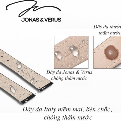 Đồng hồ đeo tay Nữ hiệu JONAS & VERUS X01856-Q3.PPWLH, Máy Pin (Quartz), Kính sapphire chống trầy xước, Dây Da Italy