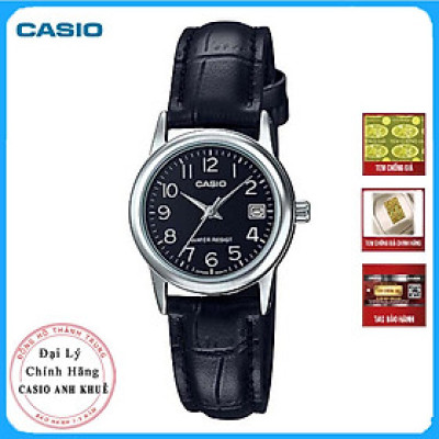 Đồng Hồ Nữ Casio LTP-V002L-1BUDF Dây Da Màu Đen - Mặt Số Có Lịch Ngày